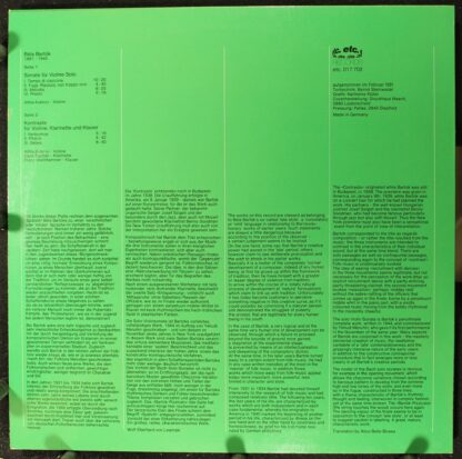 Etc. Records 017 702 - Sonate Für Violine Solo / Kontraste Für V - Image 2