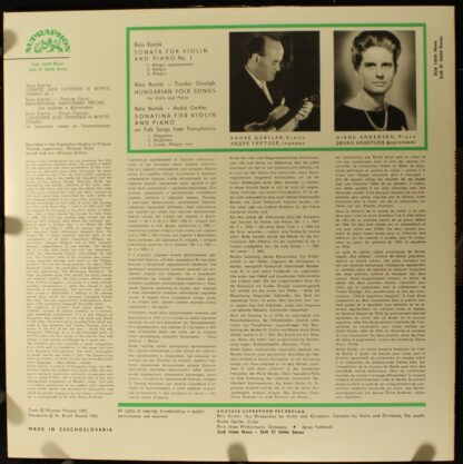 Supraphon SUA 10650 - Sonata No. 1 / Sonatina / Hungarian Folk S - Image 2