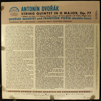 Supraphon SUA ST 50186 - String Quintet In G Major - Image 2