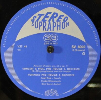 Supraphon SV 8022 - Koncert A Moll Pro Housle A Orchestr, Op. 53 - Image 4