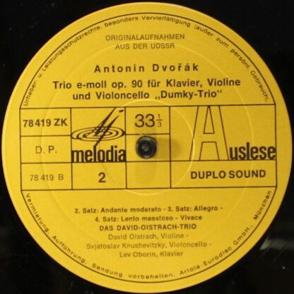 Eurodisc 78 419 ZK - Dumky-Trio - Klaviertrio E-Moll Op. 90 - Image 4