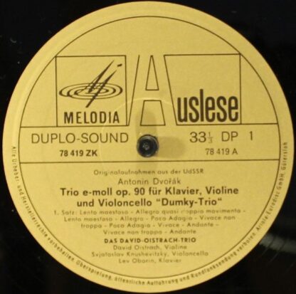 Eurodisc 78 419 ZK - Dumky-Trio - Klaviertrio E-Moll Op. 90 - Image 3