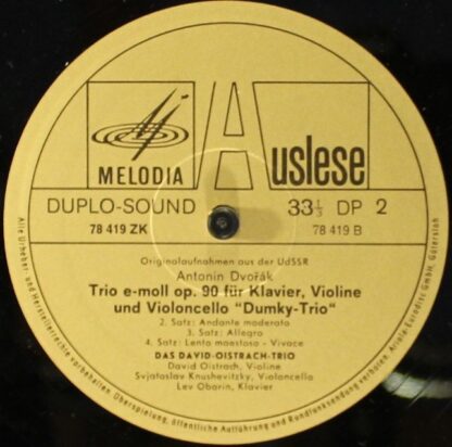 Eurodisc 78 419 ZK - Dumky-Trio - Klaviertrio E-Moll Op. 90 - Image 4