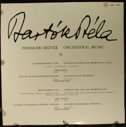 Hungaroton SLPX 11421 - Piano Concerto No 3. / Viola Concerto - Image 2
