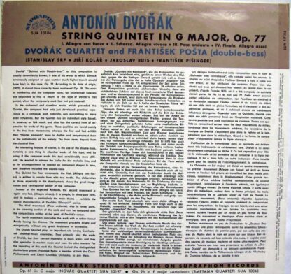 Supraphon SUA 10186 - String Quintet In G Major - Image 2