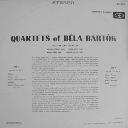 Concert-Disc M-1209 - String Quartets No. 5, No. 6 - Image 2