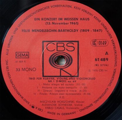 CBS 61 489 - Ein Konzert Im Weissen Haus ( 13.November 1961 ) - Image 3