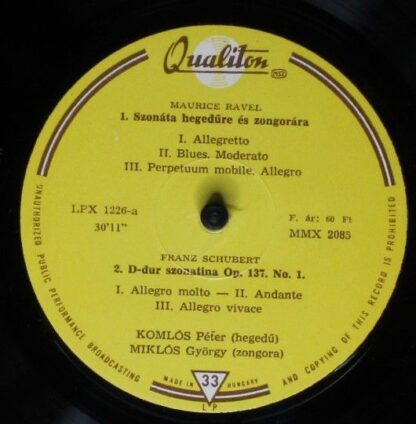 Qualiton LPX 1226 - Sonata For Violin And Piano In A Major / Son - Image 3