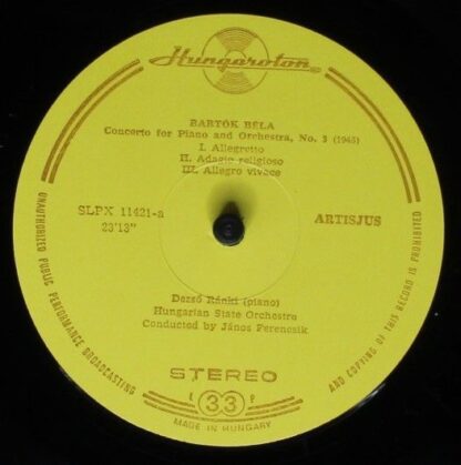 Hungaroton SLPX 11421 - Piano Concerto No 3. / Viola Concerto - Image 9