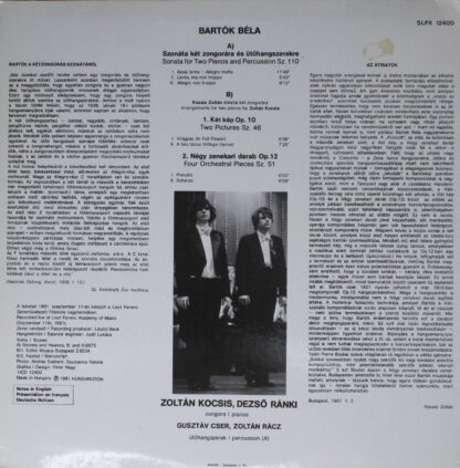 Hungaroton SLPX 12400 - Bartók: Sonata For Two Pianos And Percus - Image 2