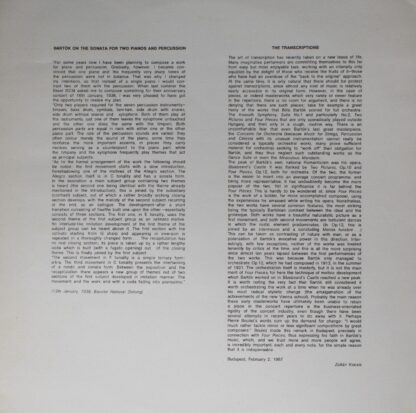 Hungaroton SLPX 12400 - Bartók: Sonata For Two Pianos And Percus - Image 3
