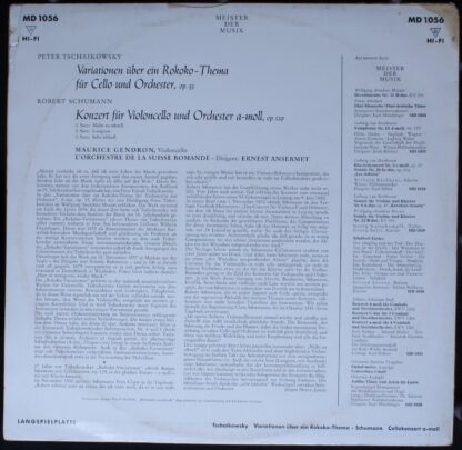 DECCA MD 1056 - Schumann: Cellokonzert / Tschaikowsky: Rokoko-Va - Image 2