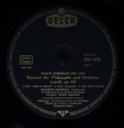 DECCA MD 1056 - Schumann: Cellokonzert / Tschaikowsky: Rokoko-Va - Image 4