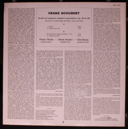 Hungaroton SLPX 11967 - Piano Trio In E Flat Major D.929 - Image 2