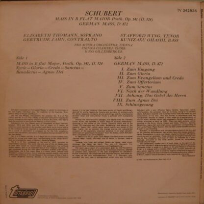 Turnabout TV 34282S - Mass In B-Flat Major / Deutsche Messe - Image 2