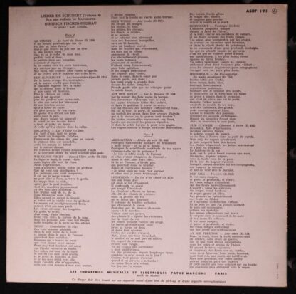 La Voix De Son Maître ASDF 191 - Lieder De Schubert - Vol. 4 - Image 2