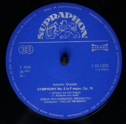 Supraphon 1 10 1333 - Symphony No. 5 In F Major - Image 3