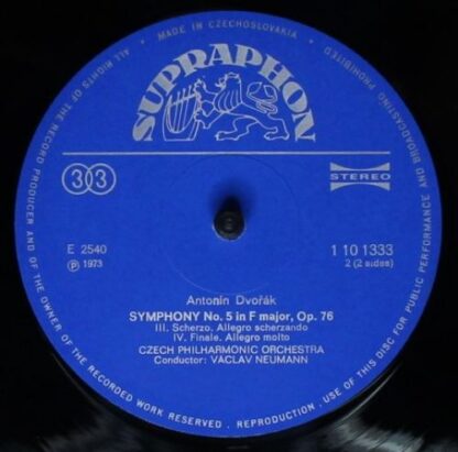 Supraphon 1 10 1333 - Symphony No. 5 In F Major - Image 4