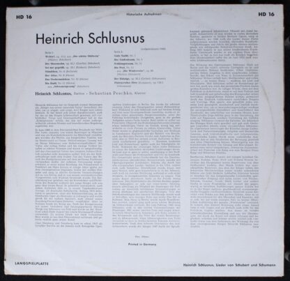 DECCA HD 16 - Heinrich Schlusnus, Sebastian Peschko - Lieder von - Image 2