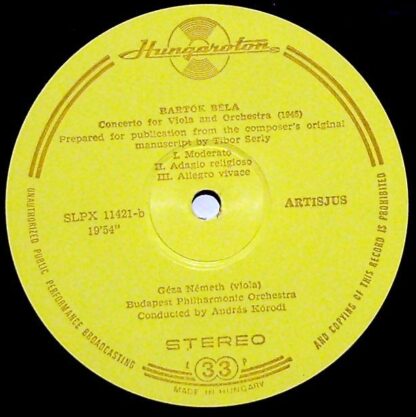 Hungaroton SLPX 11421 - Piano Concerto No 3. / Viola Concerto - Image 6
