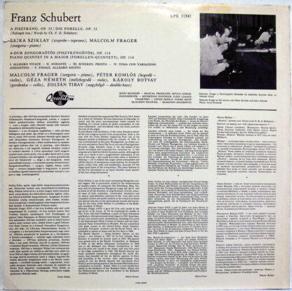 Qualiton LPX 11342 - Piano Quintet In A Major Op. 114 - Die Fore - Image 2