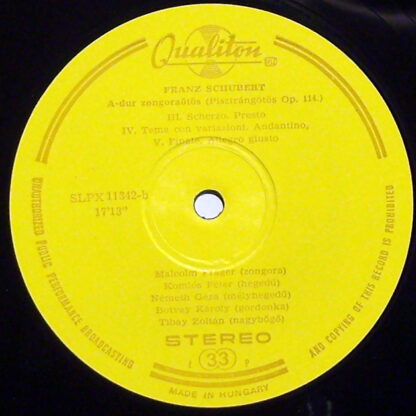 Qualiton LPX 11342 - Piano Quintet In A Major Op. 114 - Die Fore - Image 3
