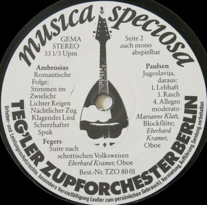 Not On Label TZO 80 01 - Musica Speciosa (Konzertante Zupfmusik - Image 4