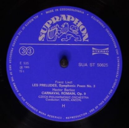 Supraphon SUA ST 50625 - Carnaval Romain / Les Préludes / Invita - Image 3