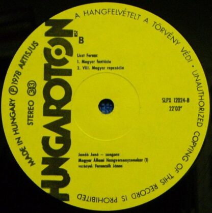 Hungaroton SLPX 12024 - Piano Concerto No. 2 / Hungarian Fantasi - Image 4