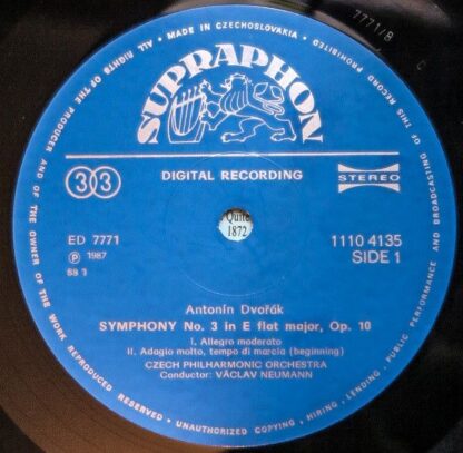 Supraphon 1110 4135-1031 - Third Symphony (Symphony No.3 In E Fl - Image 3