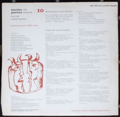 Harmonia Mundi HMS 30 659 - Musica Poetica Teil 10 - Orff Schulw - Image 2