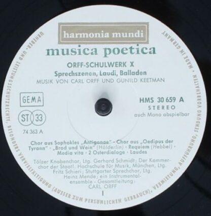 Harmonia Mundi HMS 30 659 - Musica Poetica Teil 10 - Orff Schulw - Image 3