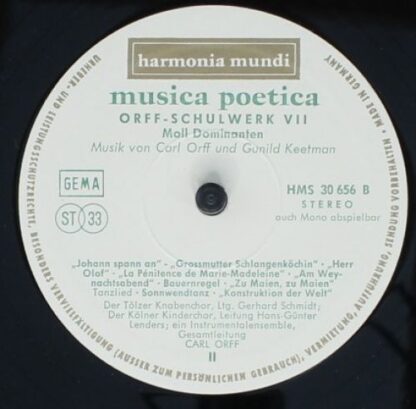 Harmonia Mundi HMS 30 656 - Musica Poetica Teil 7 - Orff-Schulwe - Image 5