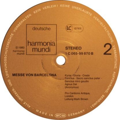 Deutsche Harmonia Mundi 1C 065 99 870 - Missa Tournai, Missa Bar - Image 4