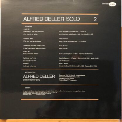 Harmonia Mundi HMU 228 - Alfred Deller Solo Volume 2 - Image 2