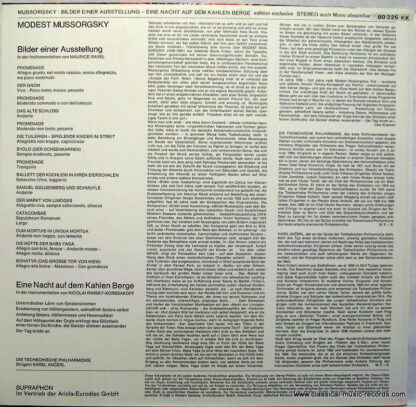 Supraphon 80 226 LK - Bilder Einer Ausstellung - Eine Nacht Auf - Image 2