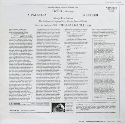His Master's Voice ASD 2635 - Frederick Delius, Sir John Barbiro - Image 2