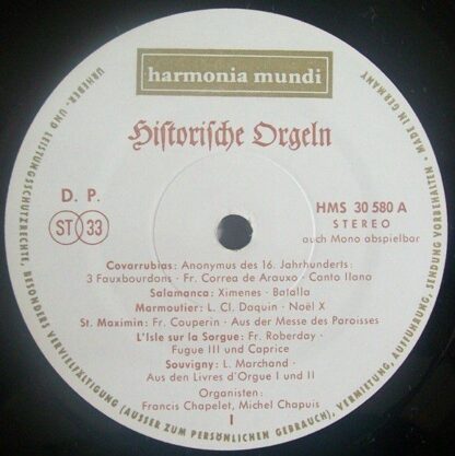 Harmonia Mundi HMS 30 580 - Francis Chapelet, Michel Chapuis, Re - Image 3