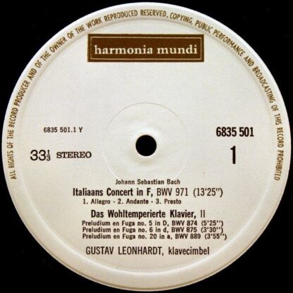 Harmonia Mundi 6835 501 - Johann Sebastian Bach, Gustav Leonhard - Image 3
