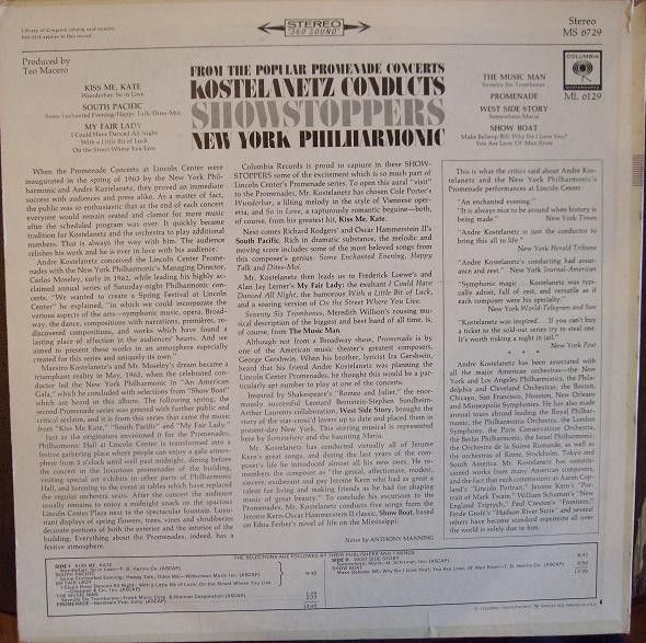 Columbia Masterworks MS 6729 - André Kostelanetz, New York Philh - Image 2