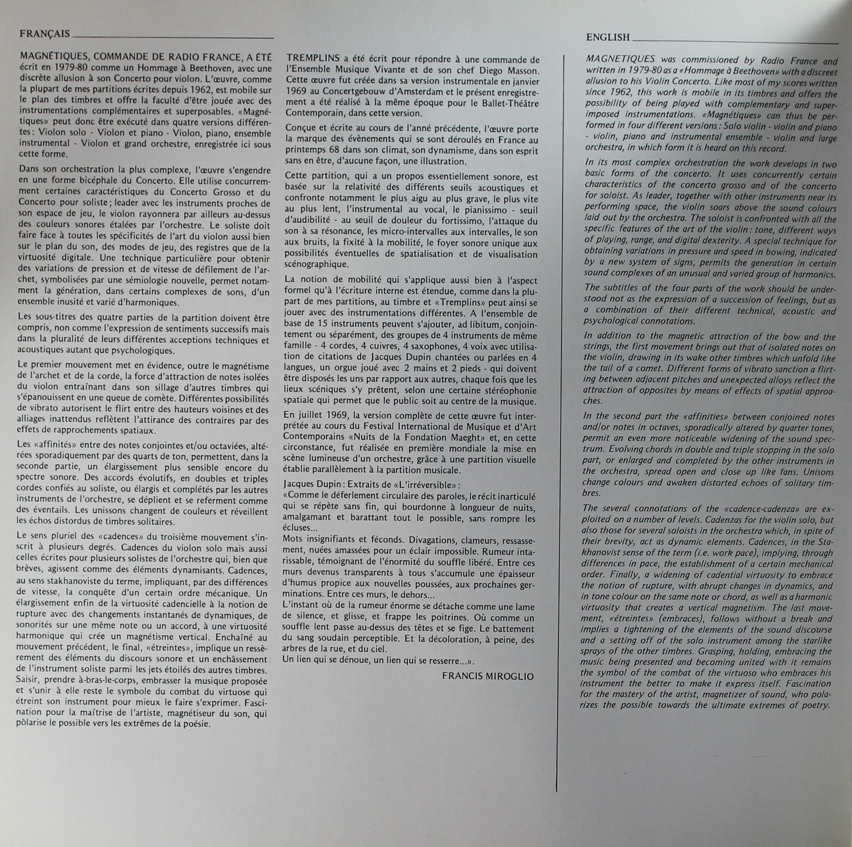 harmonia mundi France HMC 5144 - Francis Miroglio - Magnétiques - Image 3