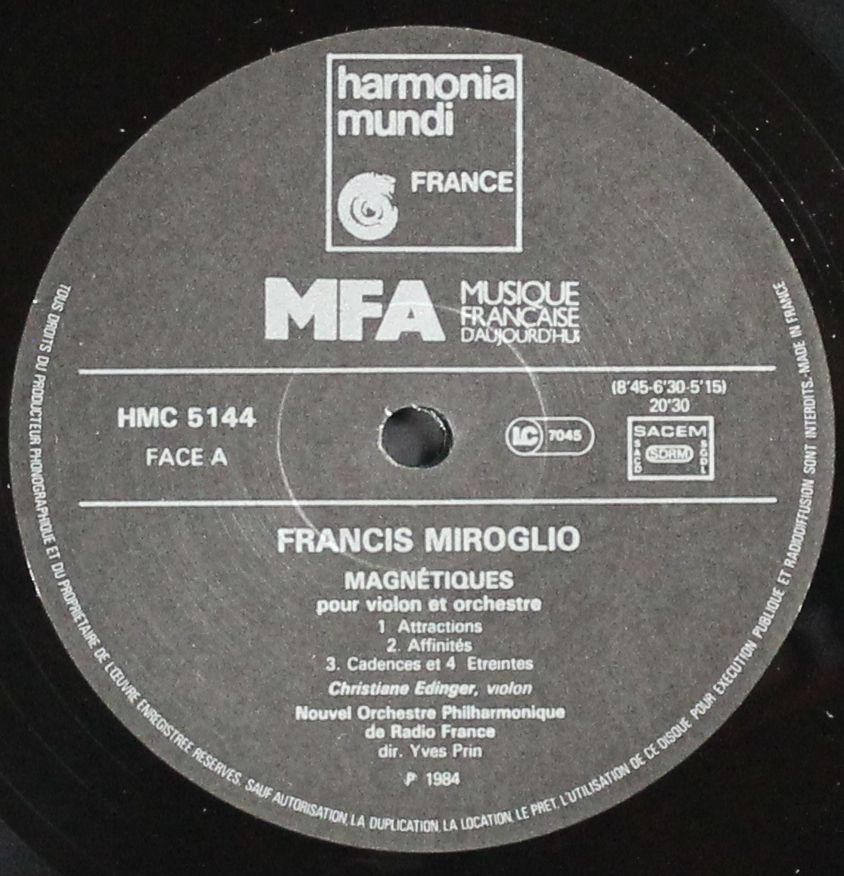 harmonia mundi France HMC 5144 - Francis Miroglio - Magnétiques - Image 4