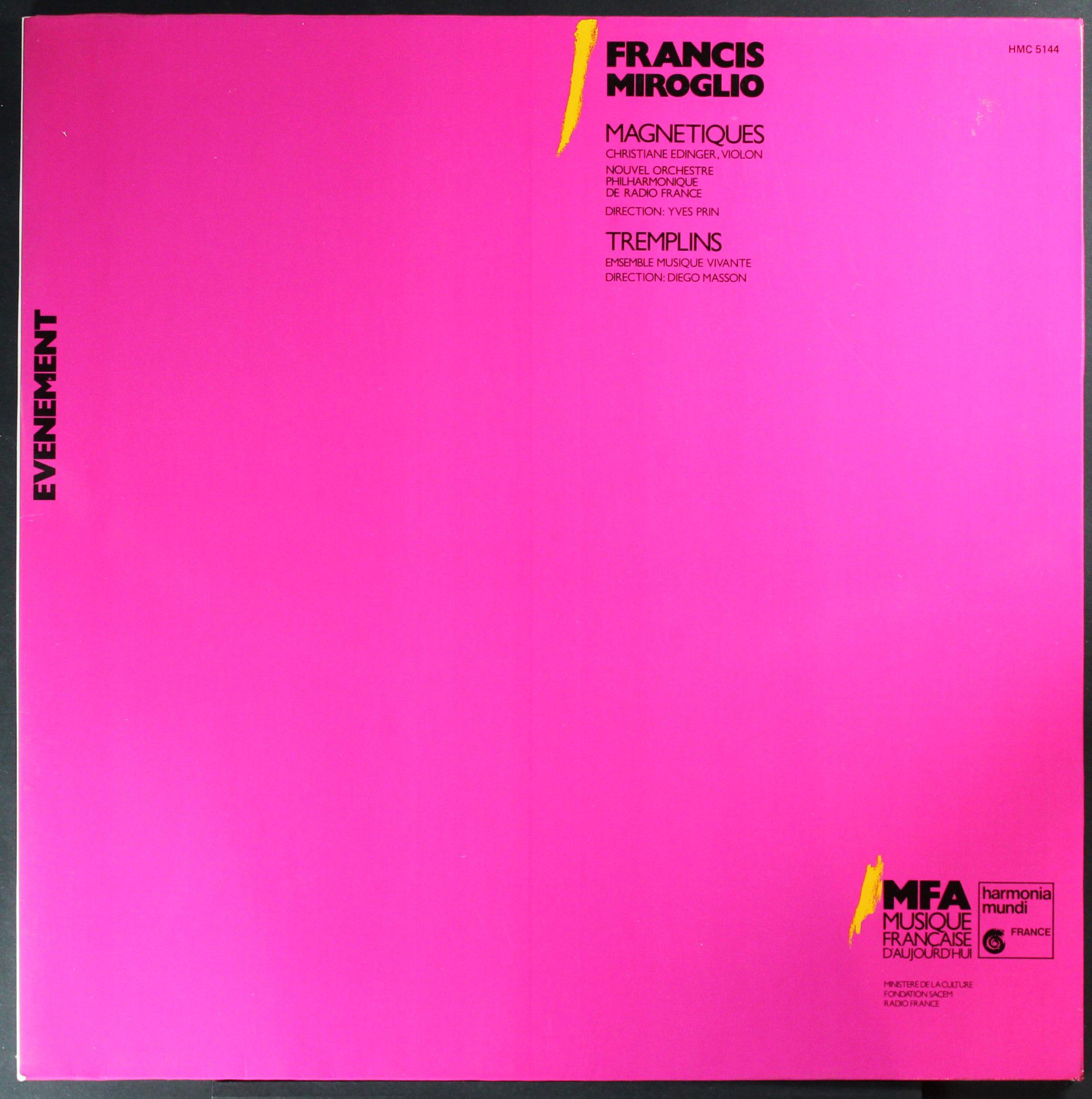 harmonia mundi France HMC 5144 - Francis Miroglio - Magnétiques