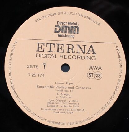 Eterna 7 25 174 - Sir Edward Elgar, Igor Oistrach, Valentin Shuk - Image 2