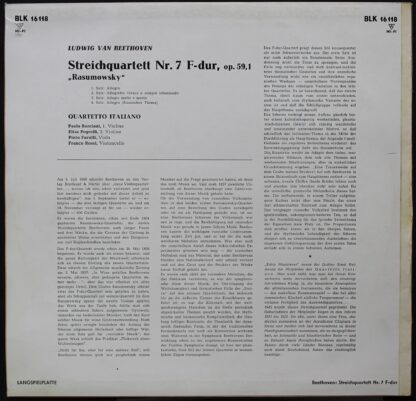 DECCA BLK 16118 - Ludwig van Beethoven, Quartetto Italiano - Str - Image 2