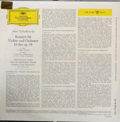 Deutsche Grammophon LPE 17 163 - Pyotr Ilyich Tchaikovsky,David - Image 2