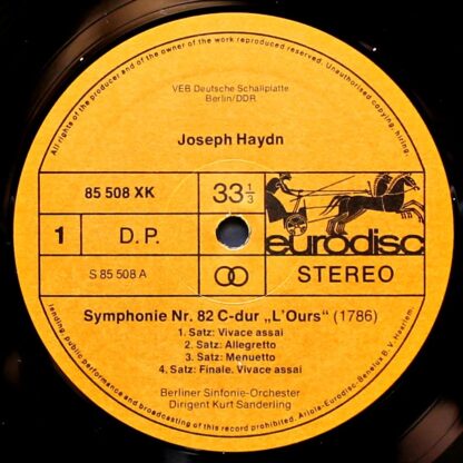 Eurodisc 85 961 XGK - Joseph Haydn, Berliner Sinfonie Orchester, - Image 2