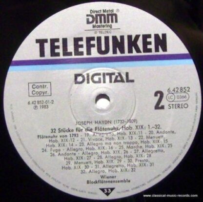 Telefunken 6.42852 - Joseph Haydn, Wiener Blockflötenensemble - - Image 3
