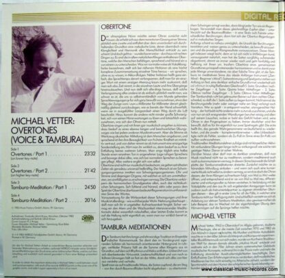 WERGO SM 1038/39 - Michael Vetter - Overtones (Voice & Tambura) - Image 2
