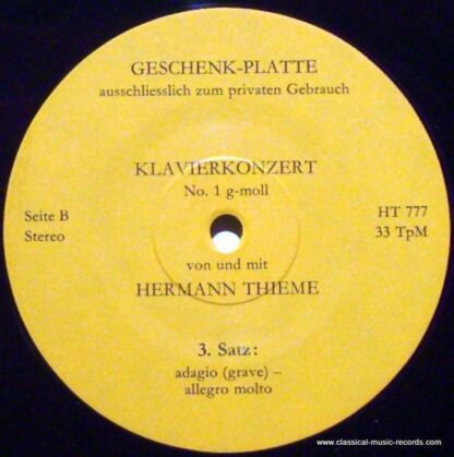 Not On Label HT 777 - Hermann Thieme - Klavierkonzert Nr. 1 - Image 3